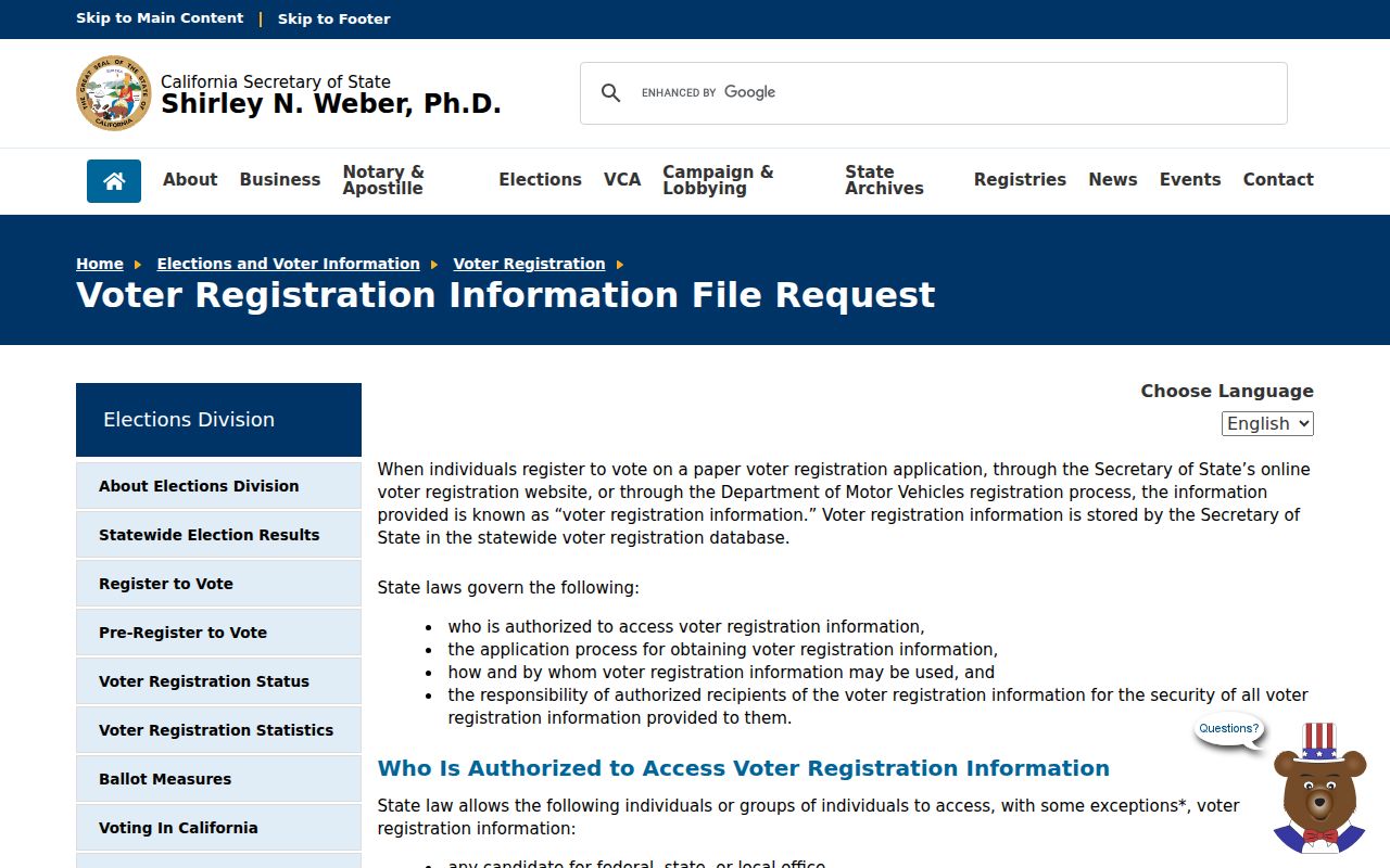 Placer County neighbors voter file request